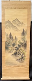 ORIGINAL KAWABATA SHUNGAKU (EARLY 20 th CENTURY) JAPANESE NIHONGA LANDSCAPE SCROLL PAINTING, 23IN x