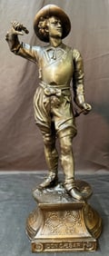 FRENCH SPELTER FIGURE OF DON CAESAR ON DECORATIVE CAST BASE, LATE 19 th CENTURY, 21IN x 7IN x 6IN