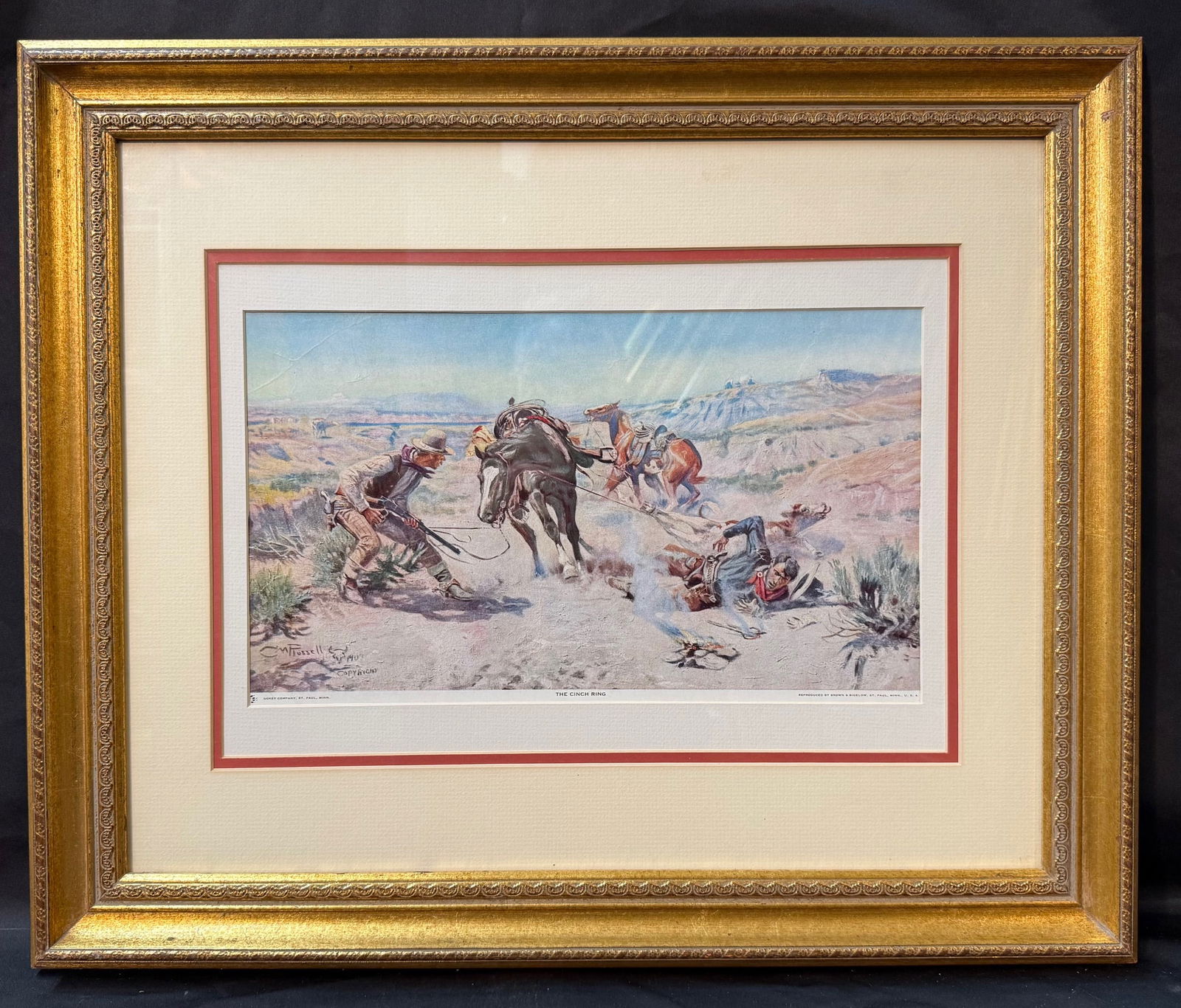 CHARLES MARION RUSSELL (1864-1926) AUTHORIZED PRINT TITLED THE CINCH RING, 20IN x 24IN (51cm x 61cm) (1 of 7)