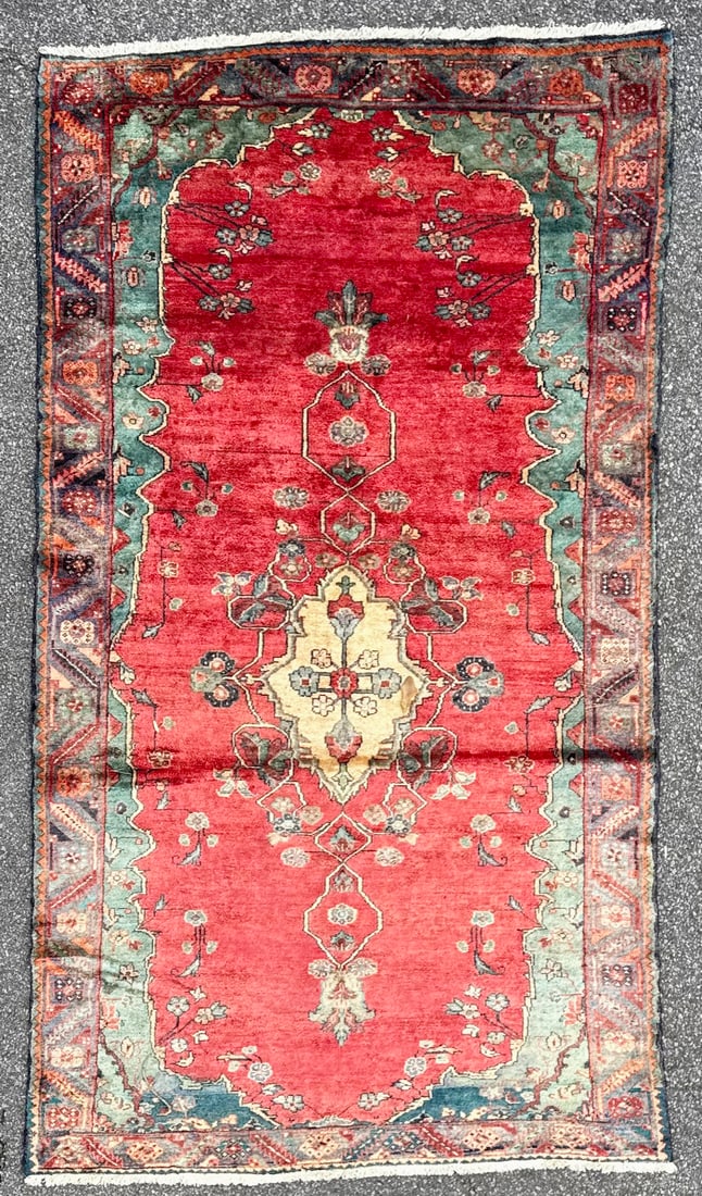 ANTIQUE PERSIAN MALAYER HAND KNOTTED RUG, 5.2 x 9.2 (157cm x 279cm): Antique Persian Malayer rug was hand knotted in Iran of 100% natural wool. This rug is 110-130+ years old, has medium wool piles and is in excellent condition for its age. This rug features a bold, ar