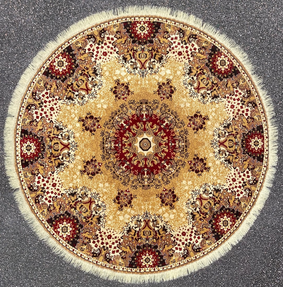 ROUND OUSHAK MACHINE MADE RUG, 6.8 DIAMETER (203cm DIAMETER) (1 of 4)