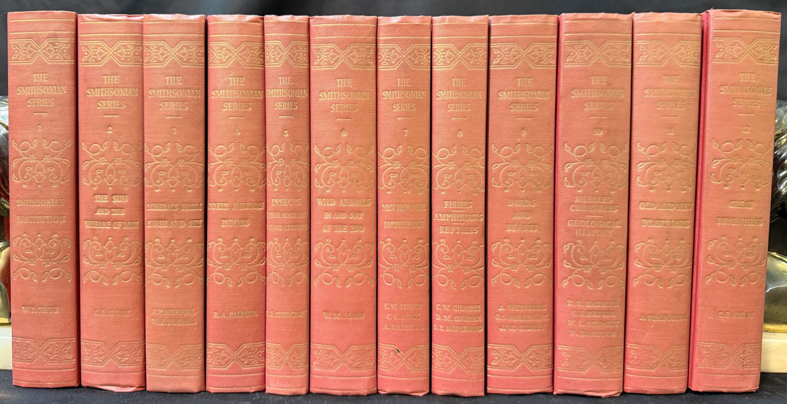 THE SMITHSONIAN SERIES, 12 VOLUMES: New York. 1949. The Series Publishers, Inc. A substantial and visually striking uniform multi-volume set of The Smithsonian Series, edited by Charles Greeley Abbot, former Secretary of the Smithsonian