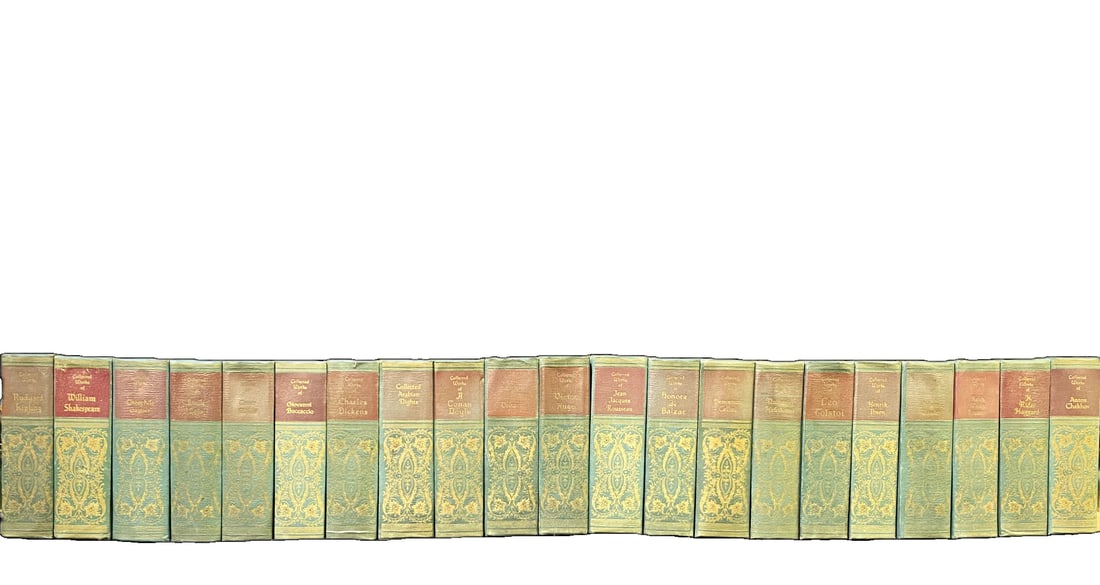 COLLECTED WORKS SERIES BY WALTER J. BLACK, 21 VOLUMES, 1937: 1937. New York. Walter J. Black, Inc., Publishers. 21 volume set. All volumes are in Very Good+ condition. All volumes are green cloth hardback and gold and red embossed on the spines for titles. Ther