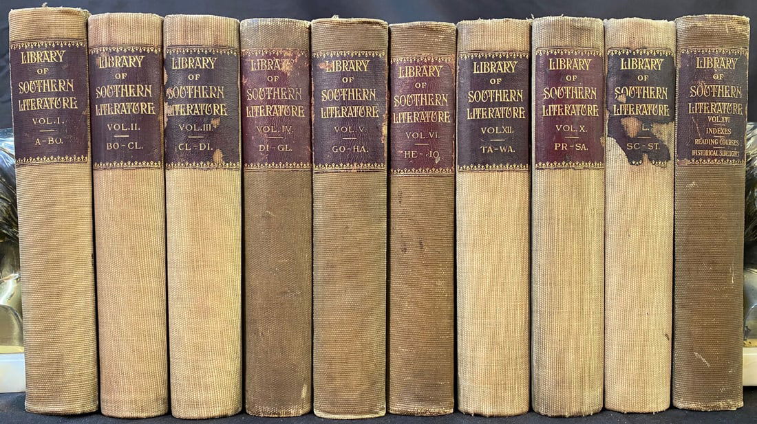 LIBRARY OF SOUTHERN LITERATURE, EDITION DELUXE, 10 VOLUMES, 1909: 1909. Atlanta, GA. The Martin and Hoyt Company, Publishers. Complete in 16 volumes, missing 6 volumes. All volumes are in Very Good+ to Very Good, condition. No dust jackets. There are owners’ marki