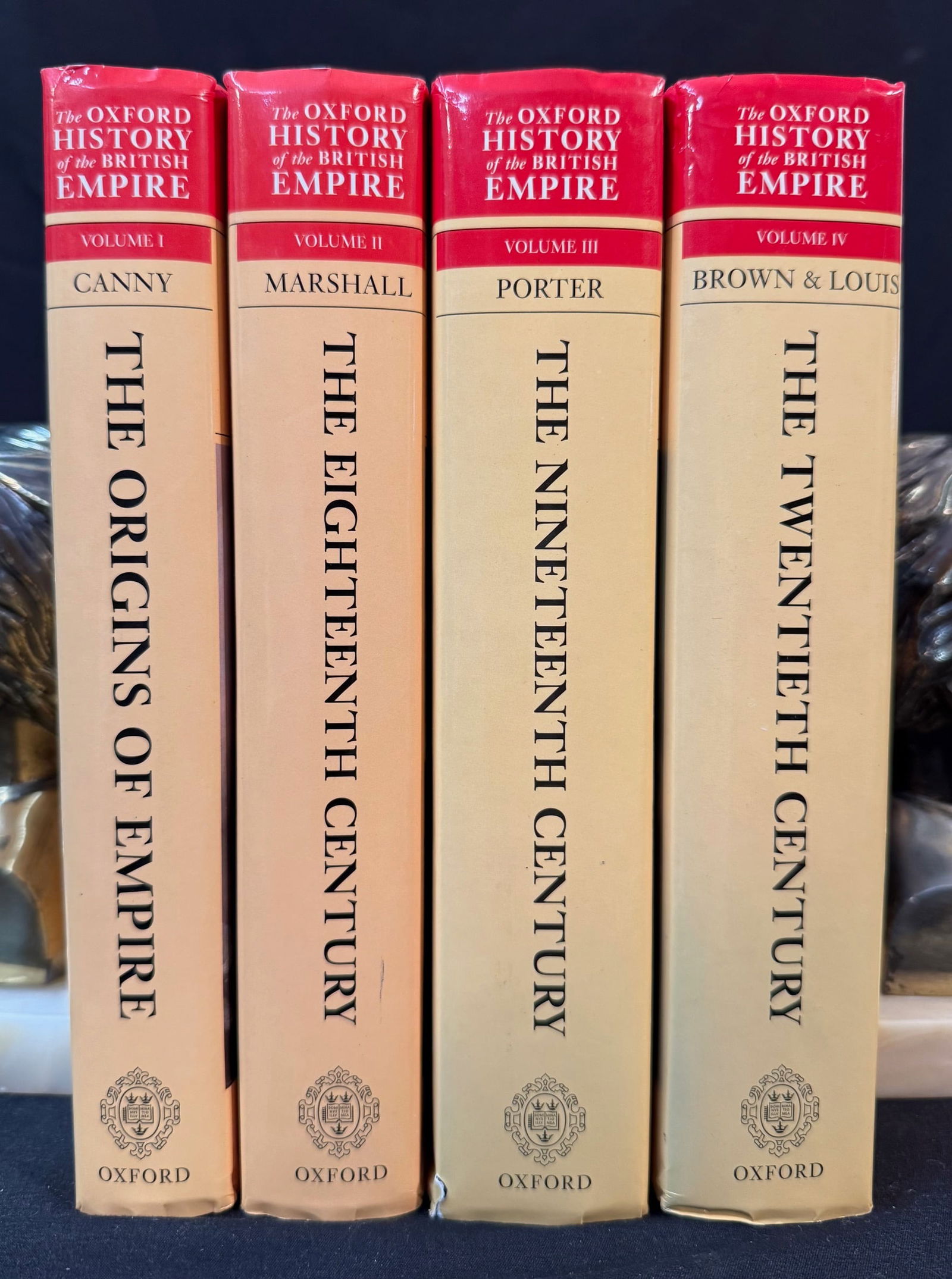 THE OXFORD HISTORY OF THE BRITISH EMPIRE, 4 VOLUMES, 1998: Oxford. 1998. Oxford University Press. Complete in 4 volumes, all in Near Fine, unread condition. All bound in cloth hard cover and all with dust jackets. There are no owner markings but there are own