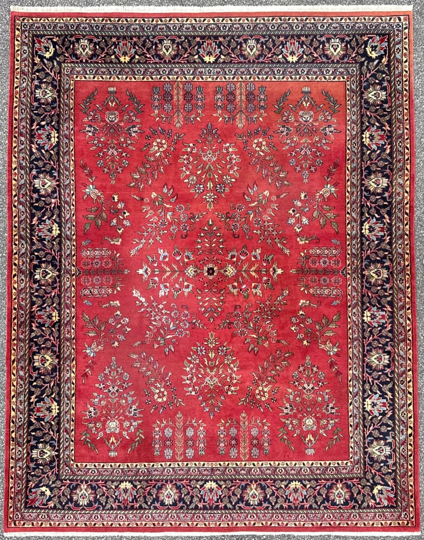 VINTAGE PERSIAN SAROUK HAND KNOTTED RUG WITH 175+ KPSI, 7.9 x 10.0 (236cm x 305cm) (1 of 5)