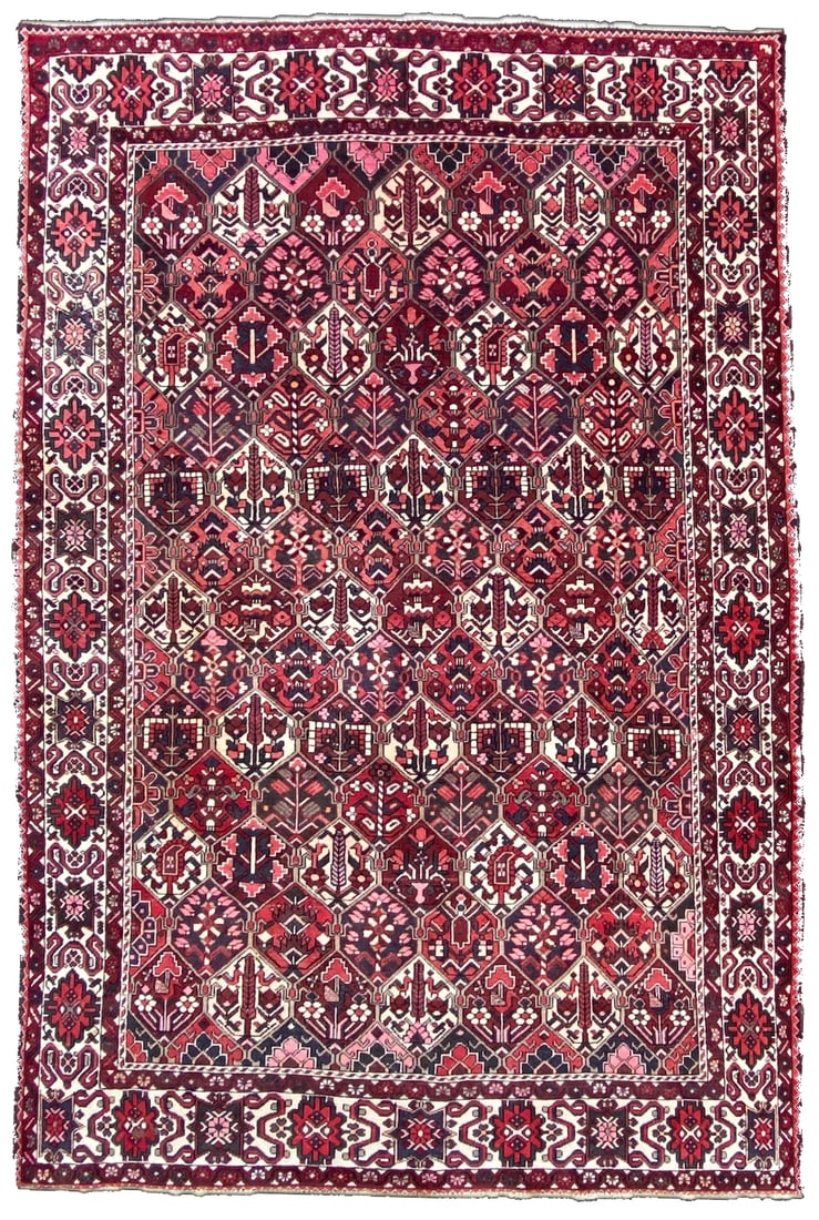 ANTIQUE PERSIAN BAKHTIARI HAND KNOTTED RUG, 6.10 x 10.0 (208cm x 305cm) (1 of 5)