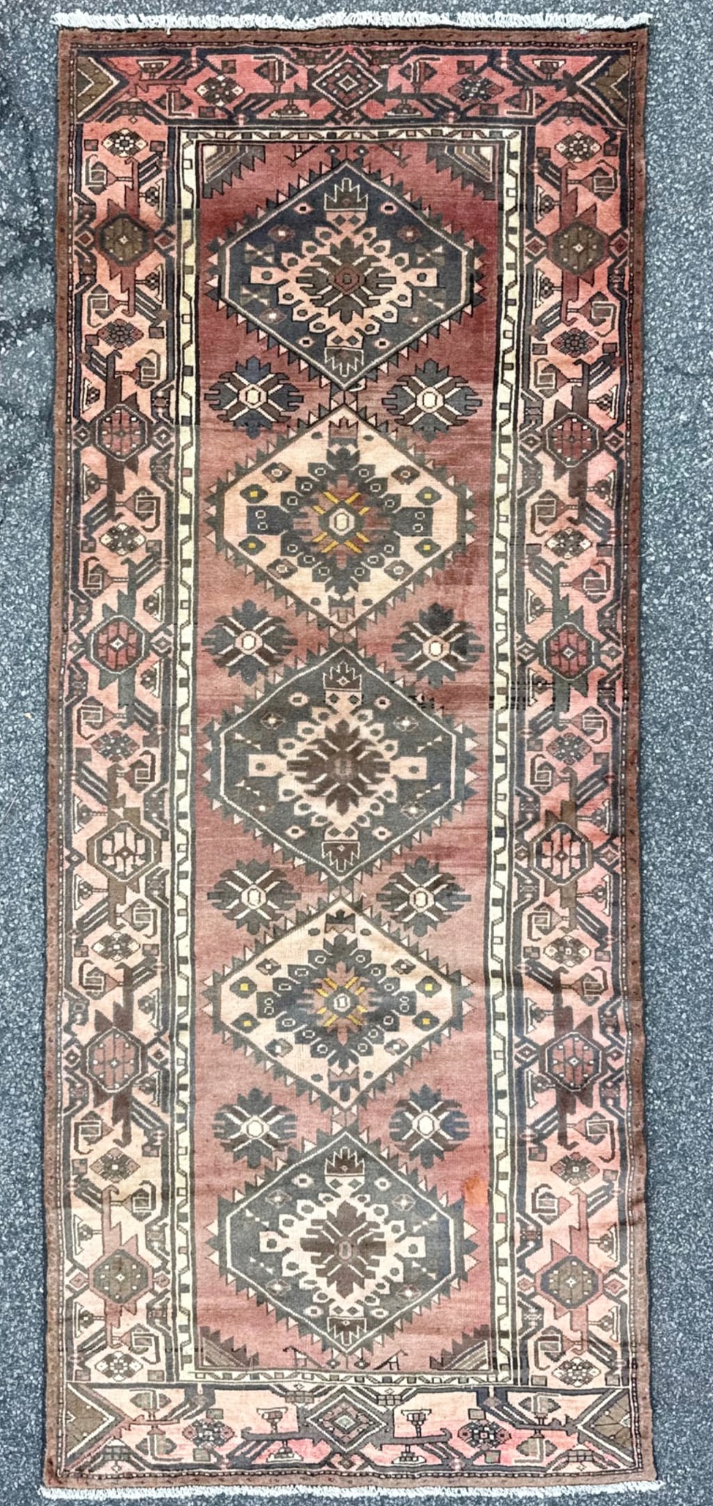 ANTIQUE PERSIAN HAMADAN HAND KNOTTED RUNNER, 4.2 x 10.3 (127cm x 312cm) (1 of 5)