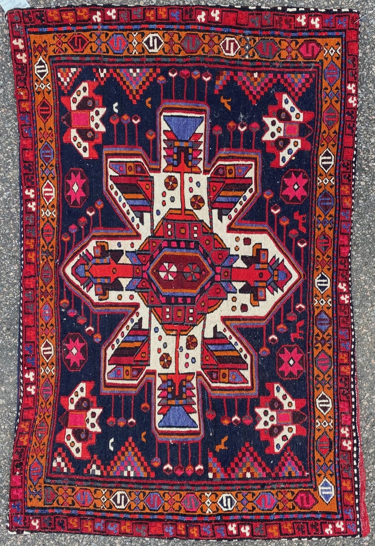 PERSIAN HAMADAN HAND KNOTTED PILLOW CASE, 2.6 x 4.0 (76cm x 122cm) (1 of 4)