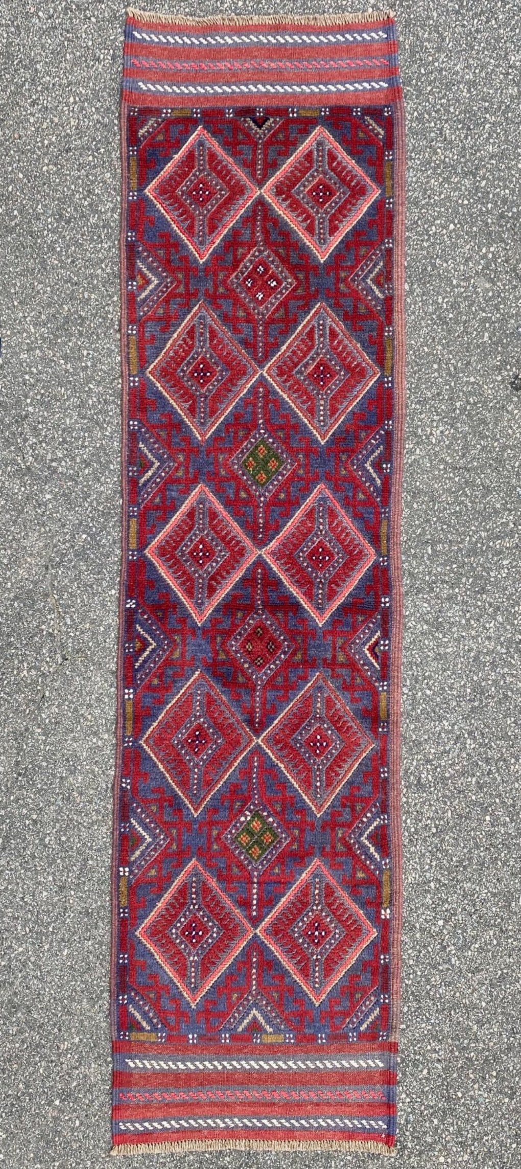 TRIBAL MASHWANI HAND KNOTTED RUNNER, NEW, 2.2 x 8.2 (66cm x 249cm): Mashwani runner was hand knotted in Afghanistan of 100% natural wool. It has medium wool piles and is in brand new condition. Beautiful colors with excellent quality, and no holes or repairs. Handwove