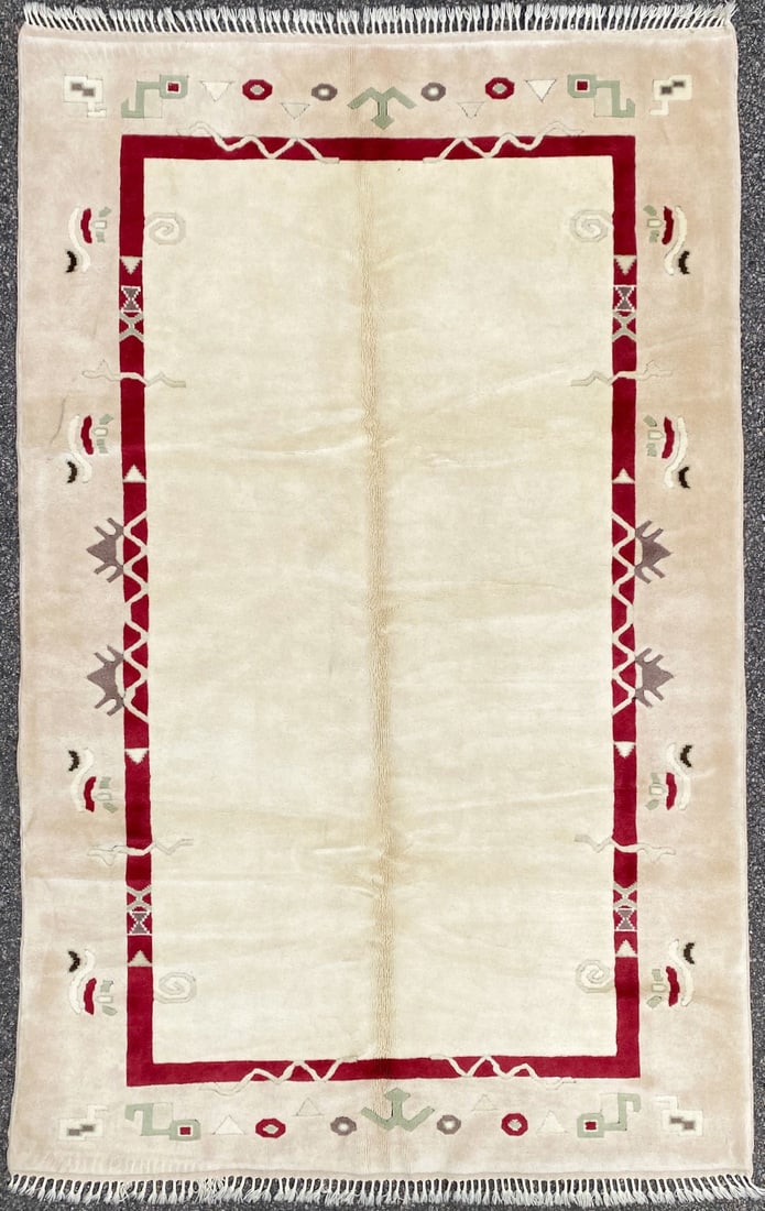 MODERN CAUCASIAN HAND KNOTTED RUG, NEW, 5.7 x 8.9 (170cm x 267cm): Brand new modern Caucasian rug was hand knotted in Turkey of 100% natural wool on a cotton foundation. It has full wool piles and is in new condition. Beautiful colors with excellent quality, and no h