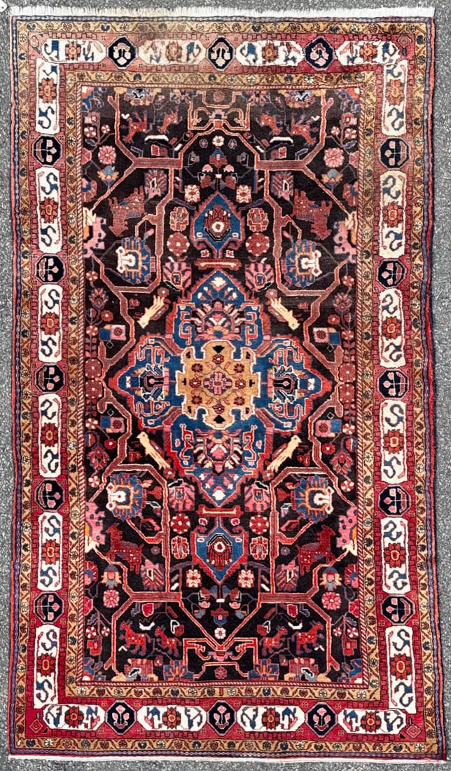 ANTIQUE PERSIAN NAHAVAND PICTORIAL HAND KNOTTED RUG, 5.2 x 9.0 (157cm x 274cm) (1 of 9)