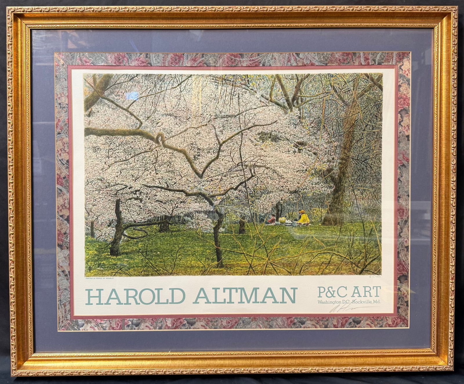 HAROLD ALTMAN (1924-2003) ORIGINAL, HAND SIGNED COLOR LITHOGRAPH TITLED PICNIC, CENTRAL PARK, 29IN x (1 of 8)