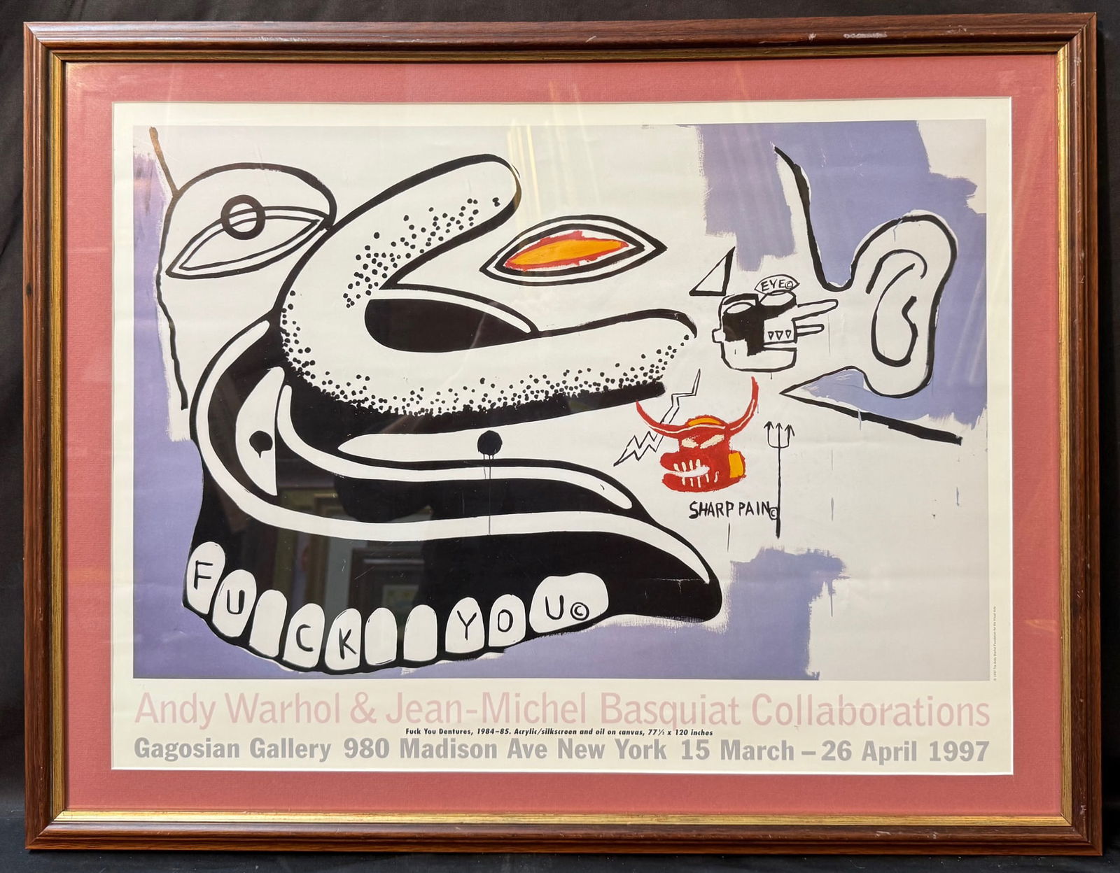 ANDY WARHOL (1928-1987) AND JEAN-MICHEL BASQUIAT (1960-1988) ORIGINAL ART EXHIBITION POSTER, 22IN x: Offset lithographic exhibition poster on paper produced for the landmark exhibition Andy Warhol & Jean-Michel Basquiat Collaborations, held at Gagosian Gallery, 980 Madison Avenue, New York, from Marc