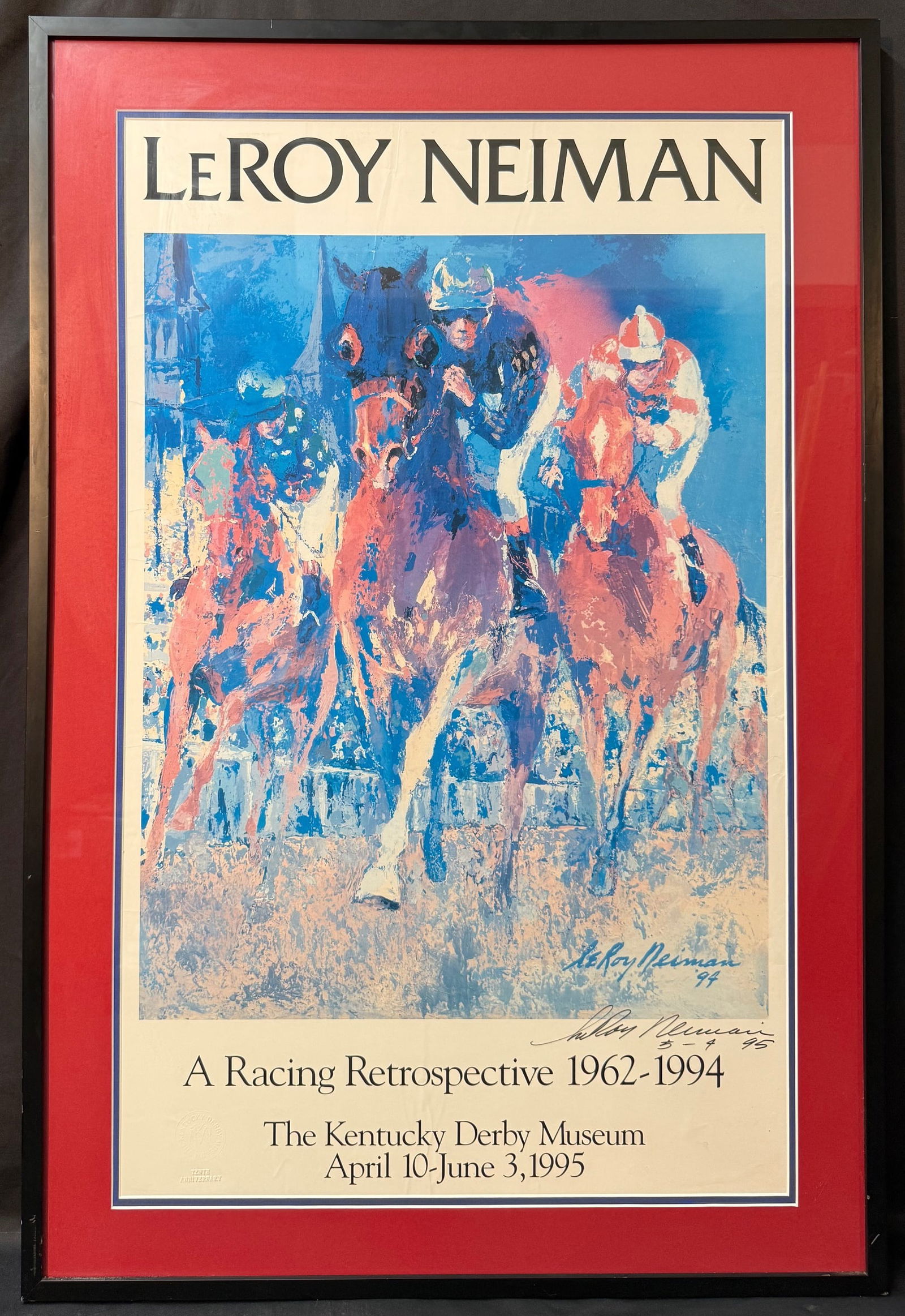 ORIGINAL LEROY NEIMAN (1921-2012) HAND SIGNED, KENTUCKY DERBY MUSEUM POSTER, 26IN x 38IN (66cm x (1 of 7)