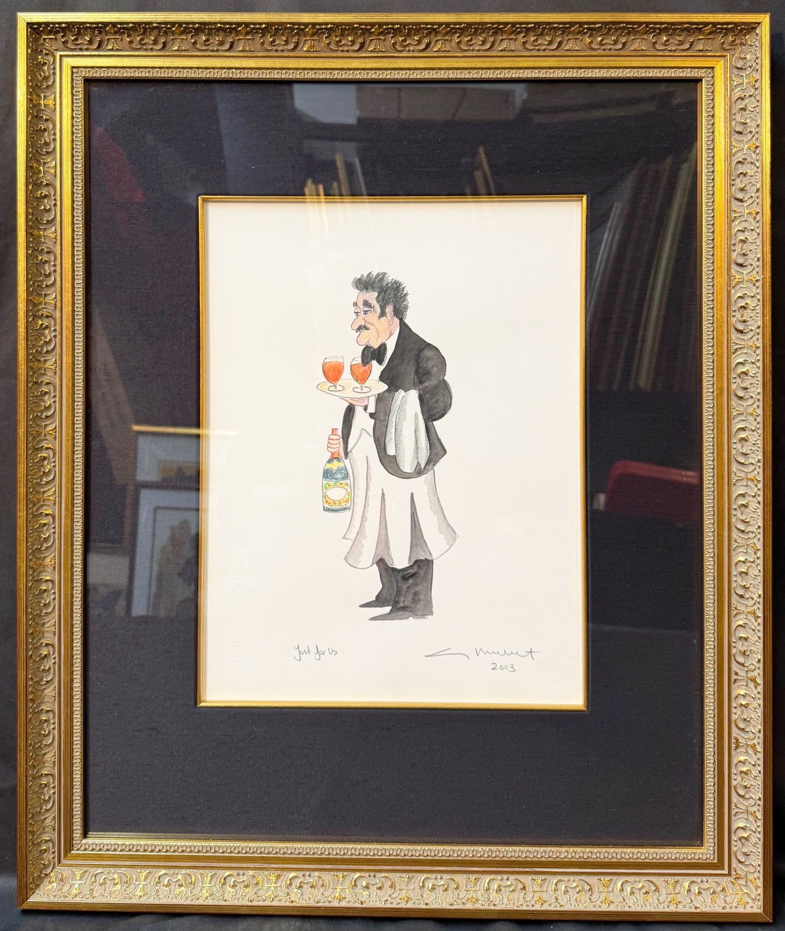 GUY BUFFET (1943) ORIGINAL, HAND SIGNED WATERCOLOR TITLED JUST FOR US, 20.5IN x 24.5IN (52cm x 62cm) (1 of 6)