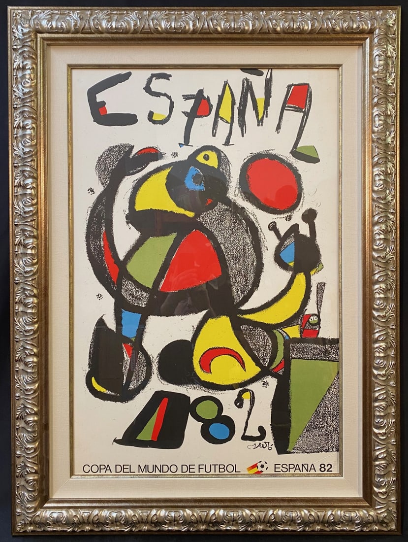 JOAN MIRO (1893-1983) ORIGINAL 1982 SPAIN WORLD CUP POSTER, 34IN x 46IN (86cm x 117cm): Original 1982 Spain World Cup poster by celebrated Spanish artist Joan Miro (1893-1983). This piece was produced in 1982 on thick poster board to promote the World Cup in Spain. This was printed in Sp