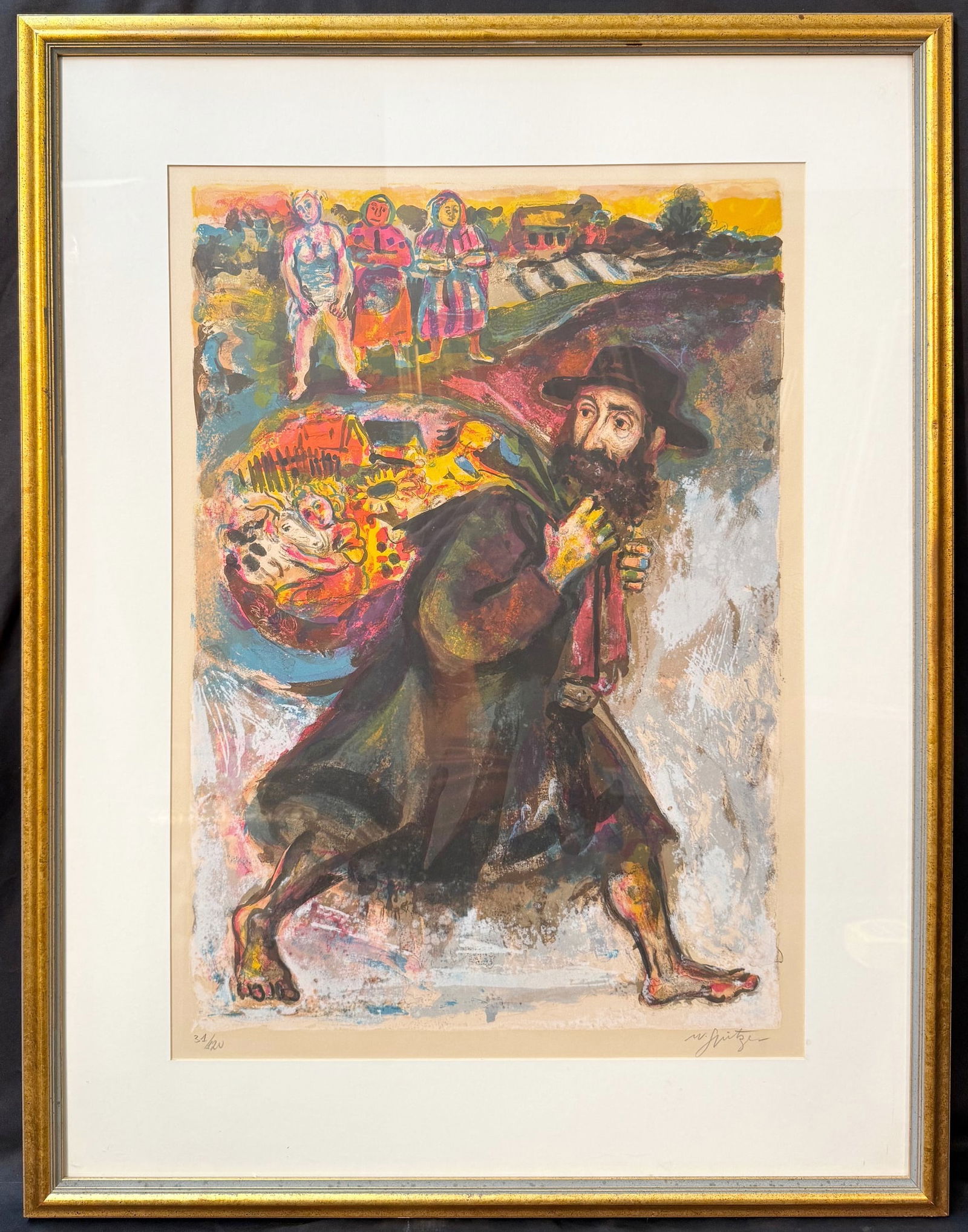 ORIGINAL WALTER SPITZER (1927-2021) HAND SIGNED, LIMITED-EDITION LITHOGRAPH TITLED THE WANDERING: Walter Spitzer (1927-2021) hand signed, limited edition, original lithograph titled The Wandering Jew. It is hand signed by the artist in pencil in the lower right corner. It is limited edition, it be