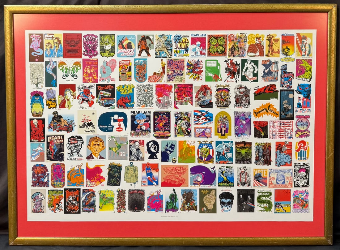 ORIGINAL PEARL JAM VS AMES BROS VOLUME 2 POSTER, 29.5IN x 40IN (75cm x 102cm): Original Pearl Jam vs. Ames Bros poster that shows 13 years of Pearl Jam posters that were designed by Ames Bros. This poster features over 100 Ames Bros posters from the Pearl Jam archives, and it wa