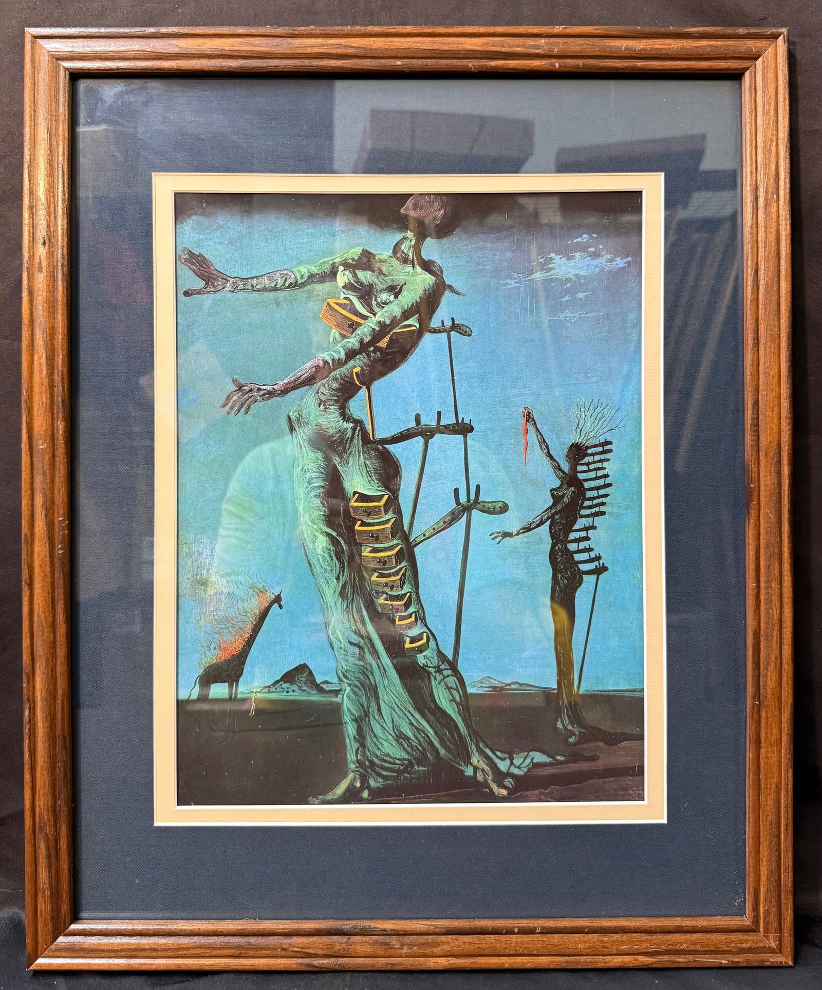 SALVADOR DALI (1904-1989) LITHOGRAPH TITLED THE BURNING GIRAFFE, 18IN x 22IN (46cm x 56cm): Salvador Dali (1904-1989) authorized lithograph which is titled The Burning Giraffe. This piece is after the original which was painted in 1936 and is now part of the collection at the Kunstmuseum in