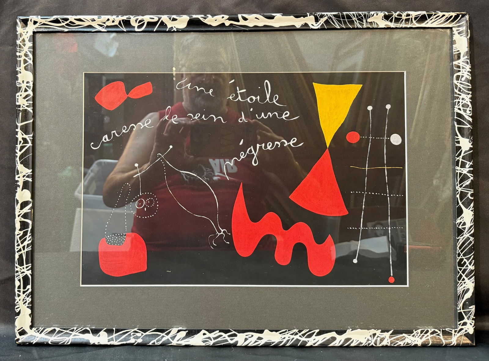 JOAN MIRO (1893-1983) LITHOGRAPH TITLED A STAR CARESSES THE BREAST OF A NEGRO WOMAN, 16IN x 22IN: Lithograph by celebrated Spanish artist Joan Miro (1893-1983) titled A Star Caresses the Breast of a Negro Woman. This piece is after the original which was painted in 1938 and is part of the collecti