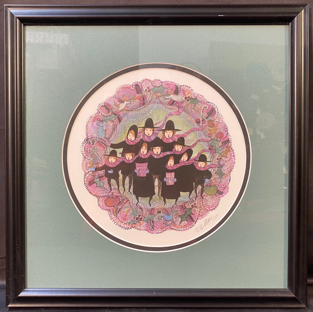 PATRICIA BUCKLEY MOSS (1933) LIMITED EDITION LITHOGRAPH, HAND SIGNED AND NUMBERED, 15IN x 15IN (38cm: Limited edition lithograph by celebrated Virginia artist Patricia Buckley Moss (1933) titled Joy to the World. It is signed by the artist in pencil in the lower middle, and is hand numbered 2675/4649.