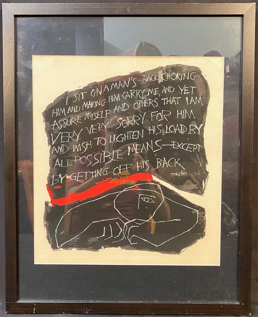 PATRICIA ALLOTT-SILBERT (1939) SCREEN PRINT TITLED TOLSTOI, 21.5IN x 27IN (55cm x 69cm): Screen print by American artist Patricia Allott (1939). This piecece is titled Tolstoi and it is after the original which was produced in 1969 and is currently on display in the Smithsonian American A