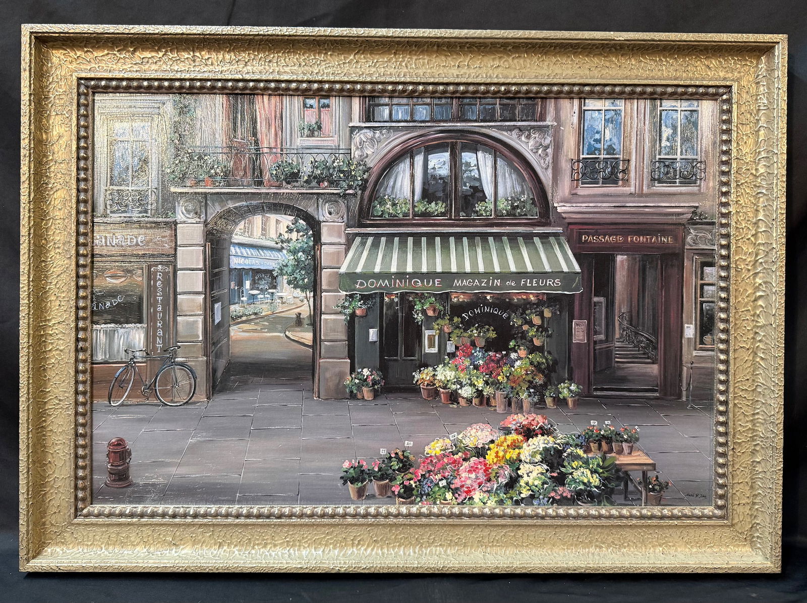 MARK ST JOHN (1956-2007) TEXTURED PRINT TITLED DOMINIQUE FLEURISTE, 25.5IN x 35IN (65cm x 89cm) (1 of 3)