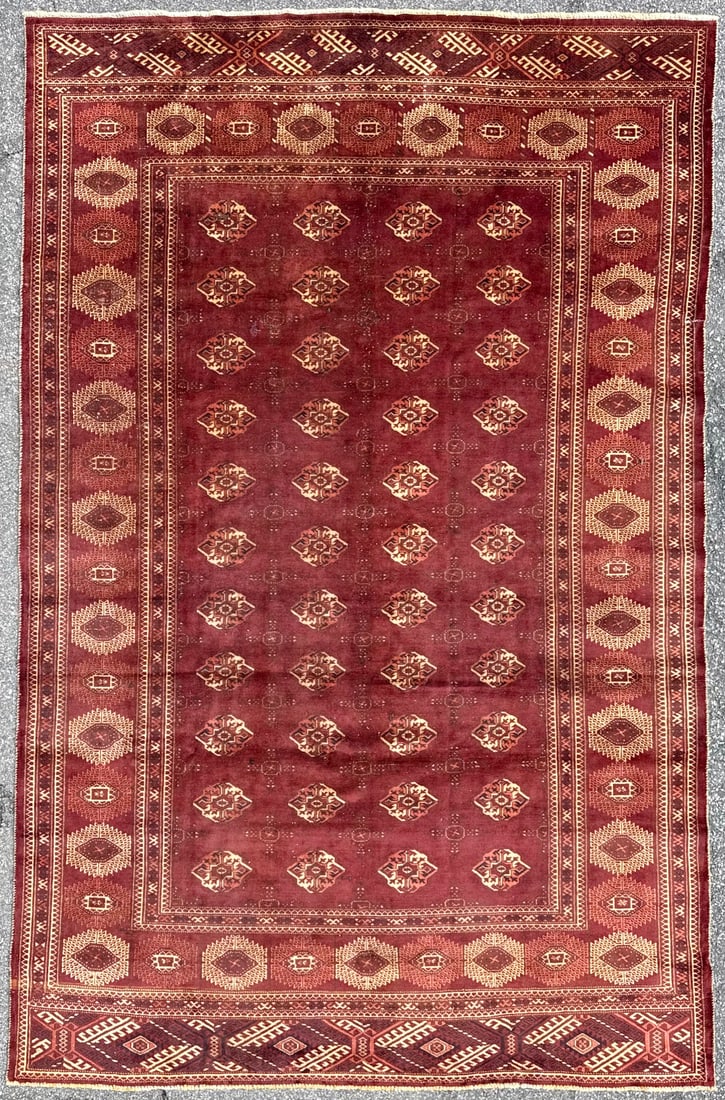 VINTAGE BUKHARA HAND KNOTTED RUG, 8.0 x 12.3 (244cm x 373cm) (1 of 5)
