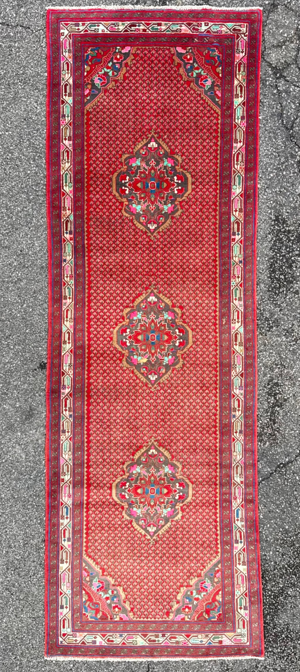 ANTIQUE PERSIAN BIDJAR HAND KNOTTED RUNNER, 3.9 x 12.0 (114cm x 366cm) (1 of 6)