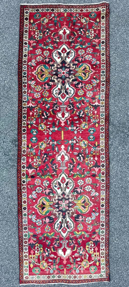 ANTIQUE PERSIAN SAROUK HAND KNOTTED RUNNER, 3.10 x 11.0 (117cm x 335cm) (1 of 5)