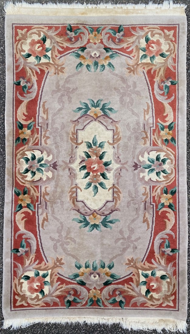 FRENCH STYLE AUBUSSON HAND KNOTTED RUG, 3.0 x 5.4 (91cm x 163cm) (1 of 3)