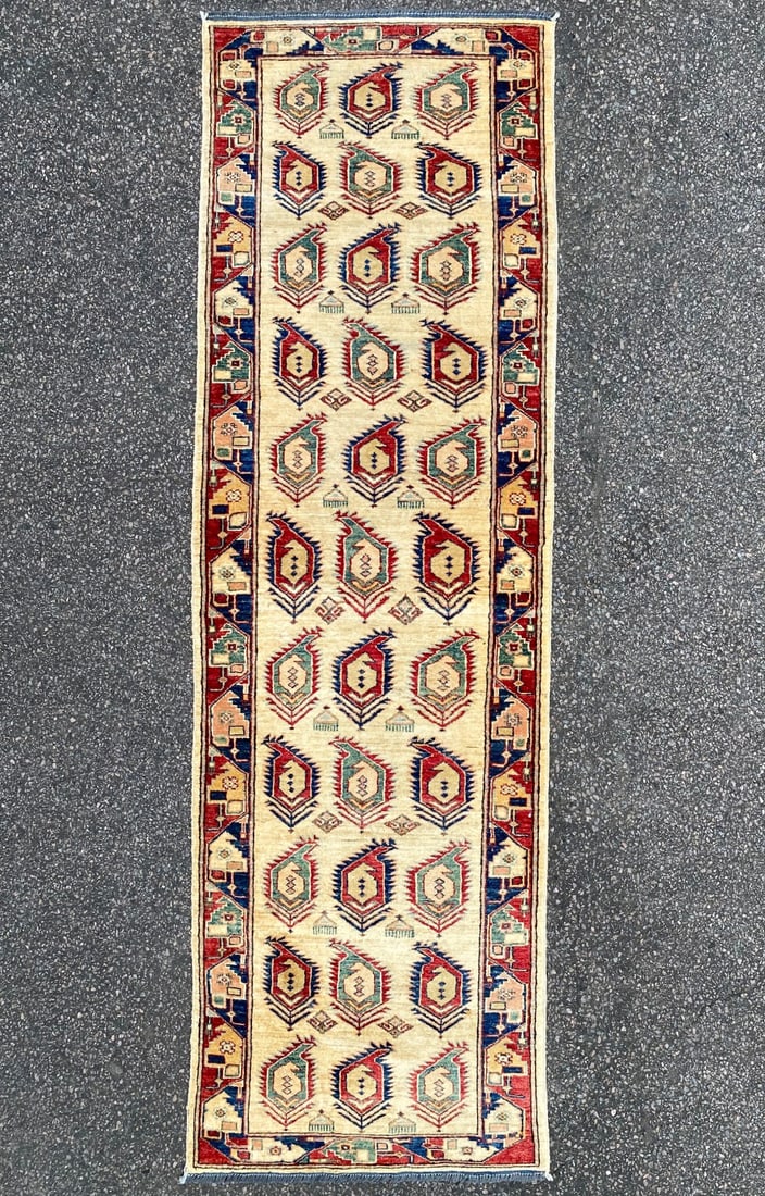 KAZAK CAUCASIAN HAND KNOTTED RUNNER, 2.8 x 8.7 (81cm x 262cm) (1 of 5)