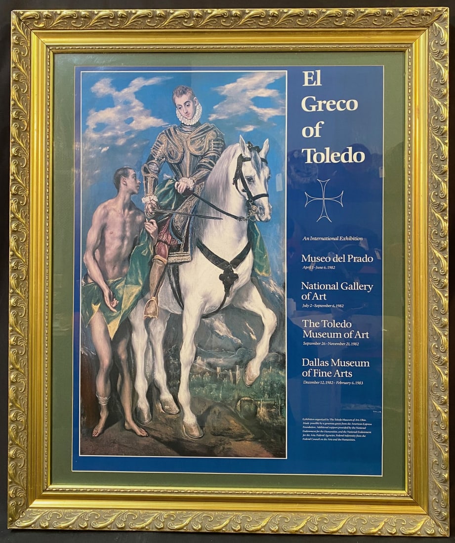 ORIGINAL EL GRECO (1541-1614) NATIONAL GALLERY OF ART EXHIBITION POSTER, 31IN x 37IN (79cm x 94cm): Original El Greco (1541-1614) poster for an exhibition at the National Gallery of Art in Washington, DC in 1982. The underlying piece used for the poster is titled Saint Martin and the Beggar, after t