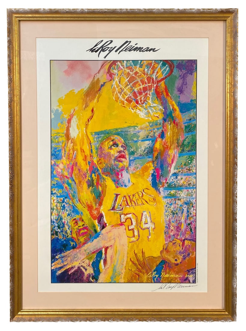 LEROY NEIMAN (1921-2012) HAND SIGNED LITHOGRAPH TITLED SHAQUILLE O’NEAL – 33IN X 45IN (84cm x (1 of 5)