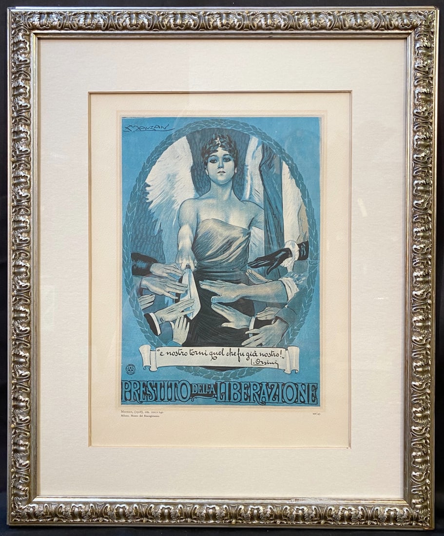 ACHILLE LUCIEN MAUZAN (1883-1952) LIMITED EDITION MUSEUM PRINT, 18.5IN x 23IN (47cm x 58.5cm): Limited edition museum print of Achille-Lucien Mauzan (1883-1952) World War I loan poster. It is after the original which was produced in 1918. It was produced by the Museo del Risorgimento and it is