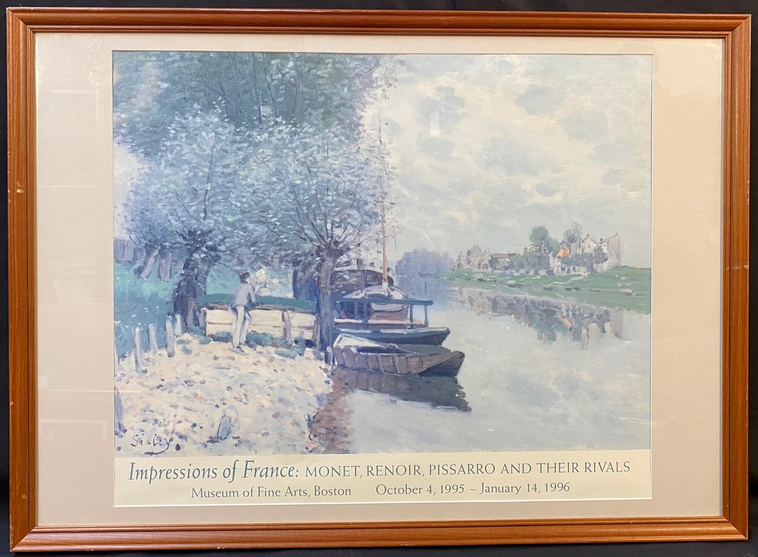 IMPRESSIONS OF FRANCE ART EXHIBITION POSTER FOR THE MUSEUM OF FINE ARTS BOSTON, 26.5IN x 36IN (67cm: Impressions of France Art Exhibition poster for the Museum of Fine Arts in Boston. This piece was produced in 1995. The underlying piece is by Alfred Sisley and it is titled The Seine at Bougival whic