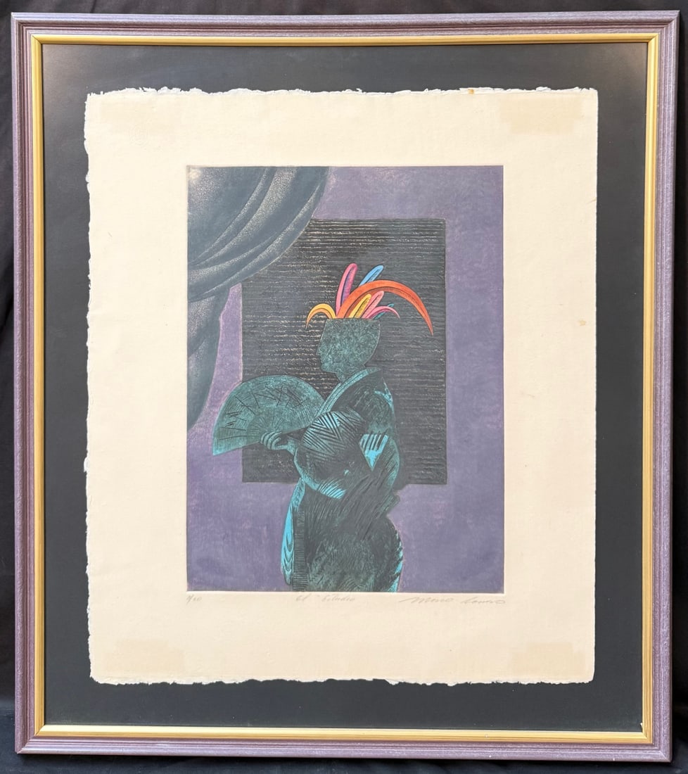 MARIO ROMERO (1953) ORIGINAL, HAND SIGNED, LIMITED-EDITION LITHOGRAPH TITLED EL STUDIO, 26.5IN x: Original color lithograph by Mexican artist Mario Romero (1953) titled El Studio. This evocative color lithograph by Mario Romero presents a stylized interior scene rendered in a modernist, graphic id