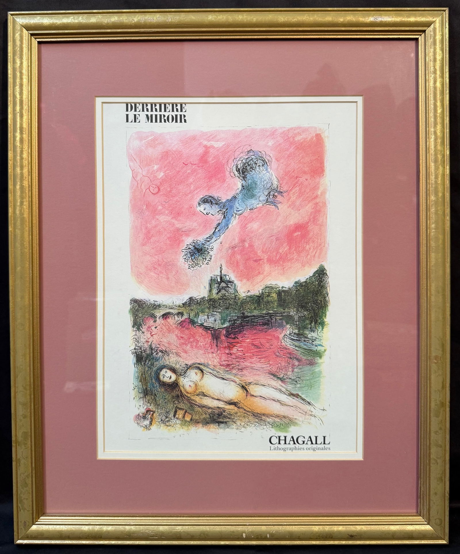 MARC CHAGALL (1887-1985) ORIGINAL LITHOGRAPH TITLED VUE SUR NOTRE DAME, 1981, 18IN X 22IN (46cm X: Marc Chagall (1887-1985) original, limited-edition lithograph. This is the cover for Derriere Le Mirior for 1981, number 246. The underlying piece is titled Vue Sur Notre-Dame, and it was acquired fro