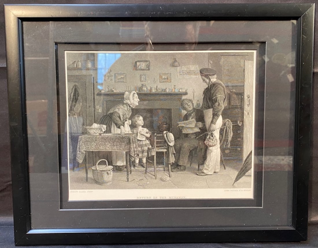 ENGRAVING TITLED RETURN OF THE RUNAWAY AFTER PAINTING BY JOSEPH CLARK (1834-1926) – 11IN x 14IN - (1 of 7)