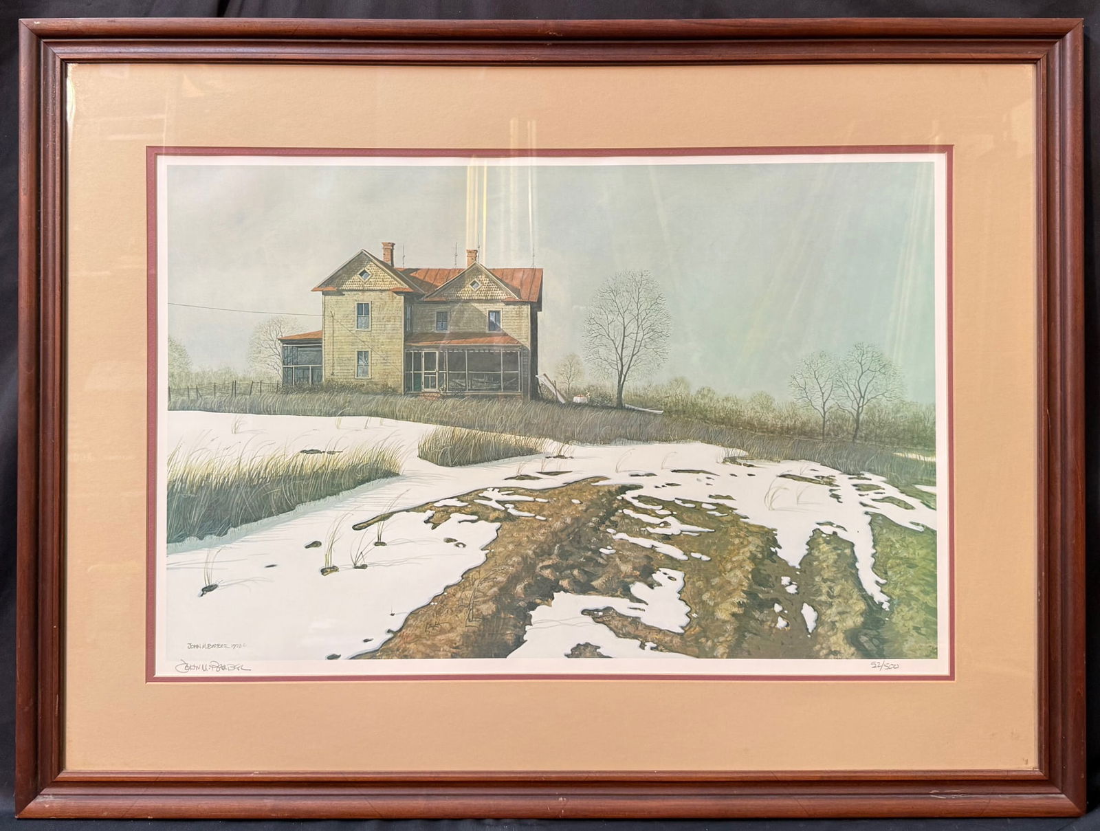 JOHN MORTON BARBER (1948) LIMITED EDITION, HAND SIGNED PRINT TITLED THE DESOLATE HOUSE WITH COA,: Limited edition, hand signed print by celebrated Virginia artist John Morton Barber (1948) titled The Desolate House. It is hand signed by the artist in pencil in the lower left corner. This piece dep
