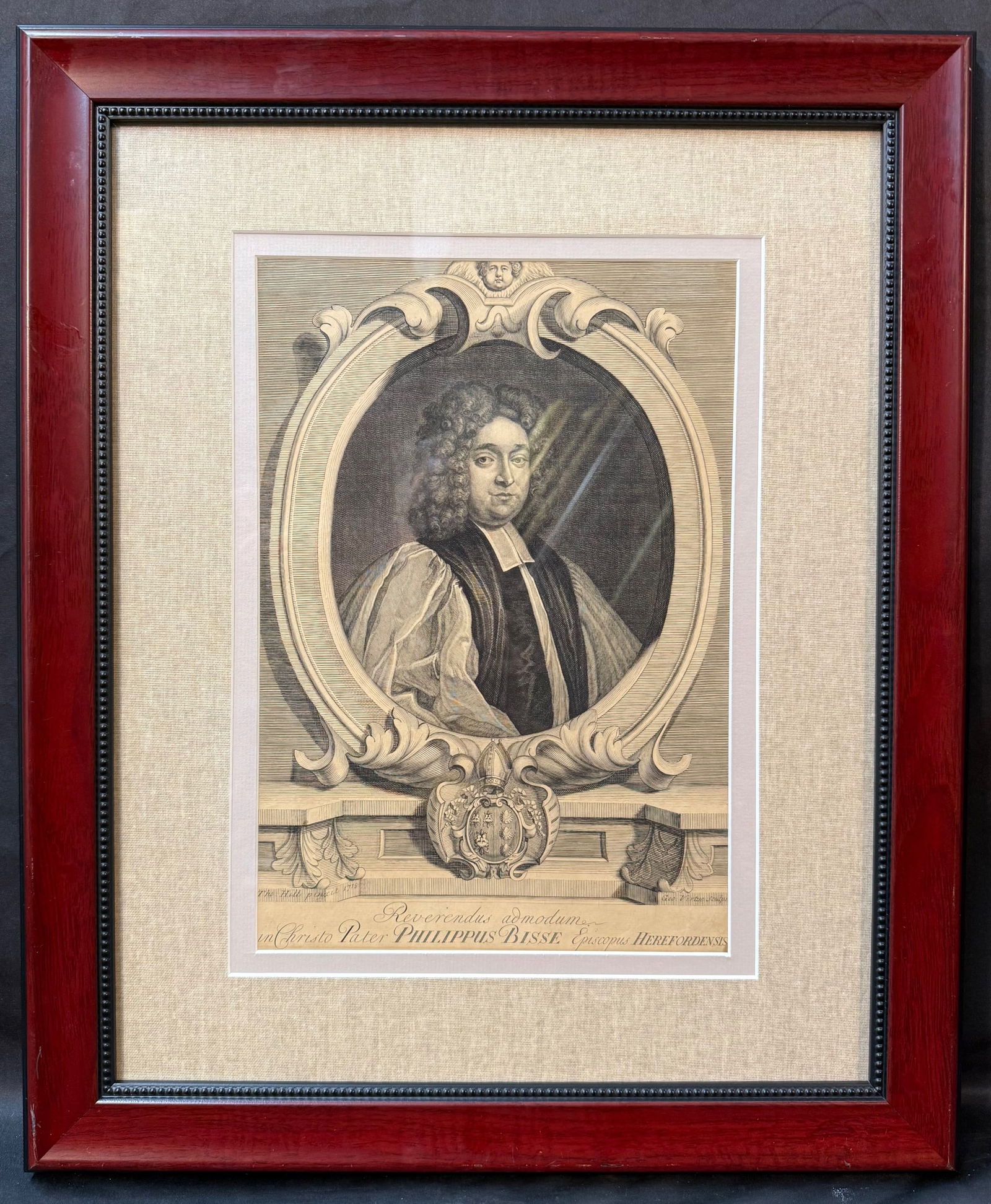 COPPERPLATE ENGRAVING PORTRAIT OF PHILIP BISSE, EARLY 18 th CENTURY, 19IN x 23.5IN (48cm x 60cm) (1 of 6)