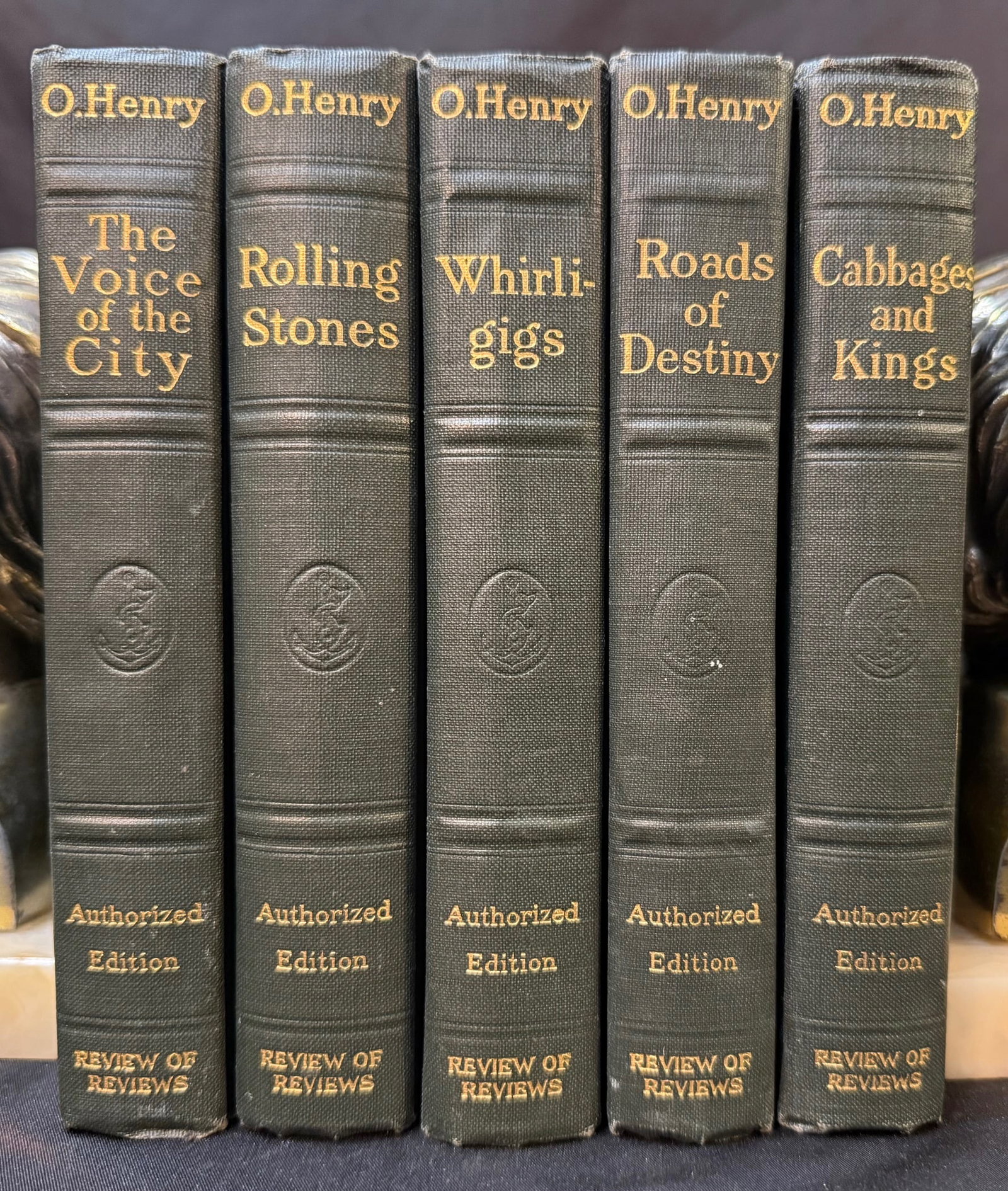 O’HENRY AUTHORIZED EDITION, 5 VOLUMES, 1916: 1916. New York. Doubleday, Page and Company, publisher. A cohesive early 20th-century authorized collected edition of short stories by O. Henry (William Sydney Porter, 1862–1910), one of America’s