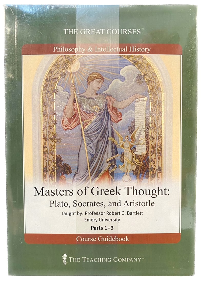 THE GREAT COURSES SERIES – MASTERS OF GREEK THOUGHT: PLATO, SOCRATES AND ARISTOTLE: The Great Courses Series titled Masters of Greek Thought: Plato, Socrates and Aristotle. This course has 36 lectures on 6 DVDs, with a Course Guidebook. It also comes with Downloadable PDF of the cour