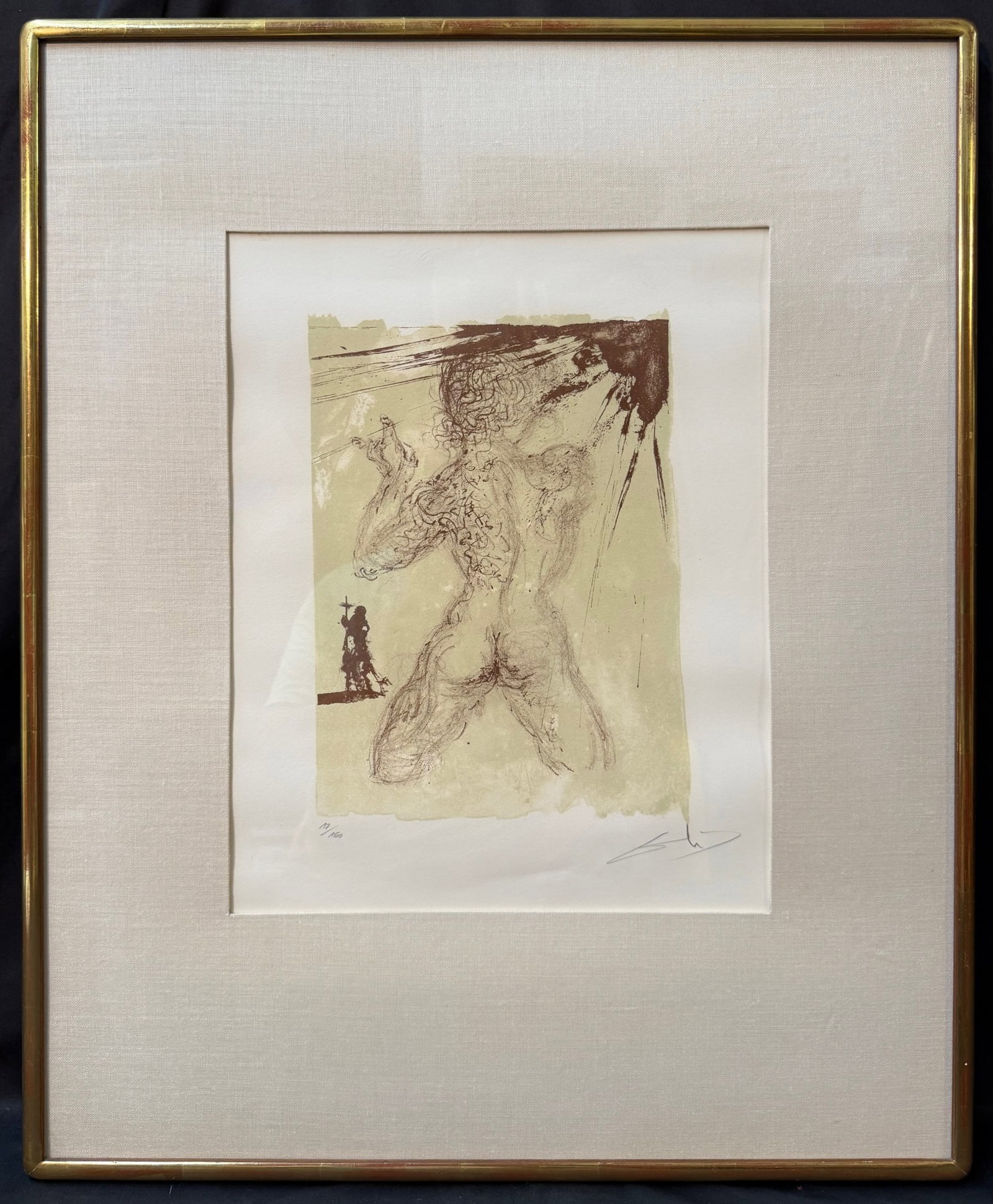 SALVADOR DALI (1904-1989) HAND SIGNED, LIMITED-EDITION LITHOGRAPH TITLED LE PECHEUR WITH COA, 24IN x: Salvador Dali (1904-1989) hand signed, limited lithograph which is titled Le Pecheur. It is hand signed in pencil in the lower right. It is a limited edition, it being 17 of 150, and this being writte