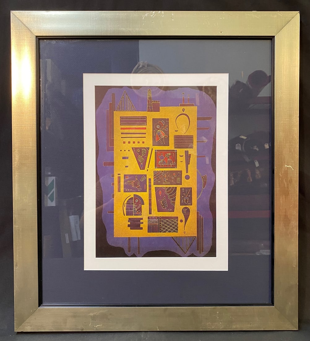 WASSILY KANDINSKY (1866-1944) ORIGINAL LITHOGRAPH TITLED A CONGLOMERATE, 21.5IN x 24.5IN (54cm x: Wassily Kandinsky (1866-1944) original lithograph titled A Conglomerate. This lithograph was produced on heavy stock vellum paper in 1969 in Paris for Derriere le Mirior number 179. With frame, it mea