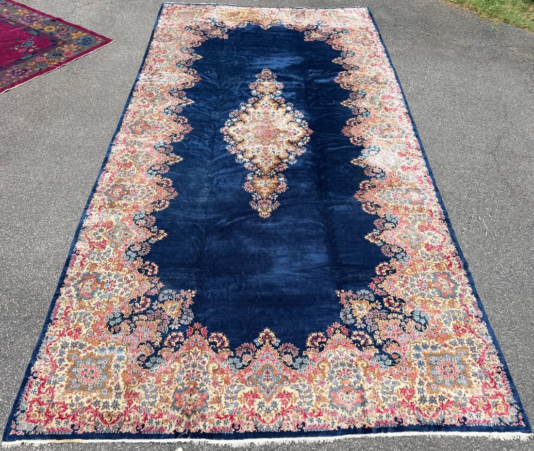 MANSION SIZED VINTAGE PERSIAN KERMAN HAND KNOTTED RUG WITH 200+ KPSI, 9.8 x 19.6 (294cm x 594cm) - 2