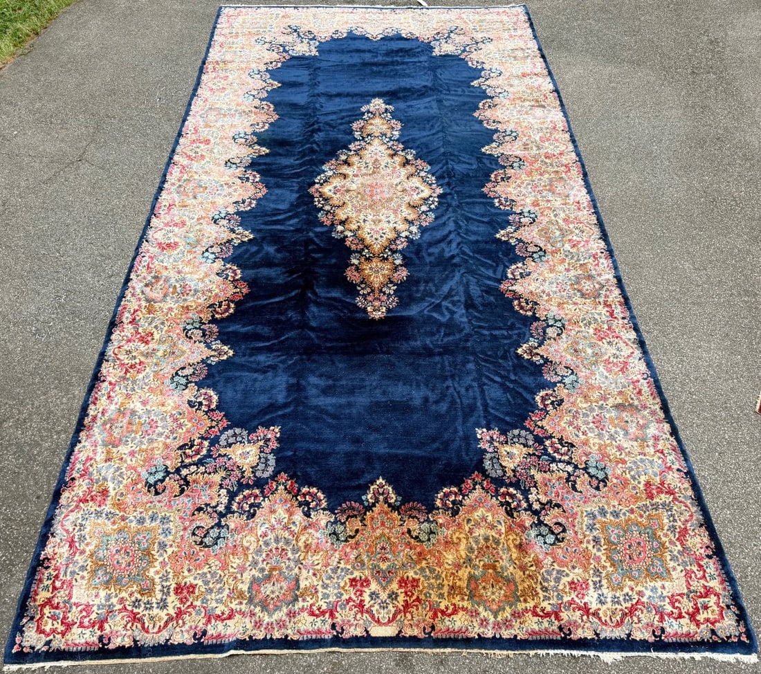 MANSION SIZED VINTAGE PERSIAN KERMAN HAND KNOTTED RUG WITH 200+ KPSI, 9.8 x 19.6 (294cm x 594cm) - 3