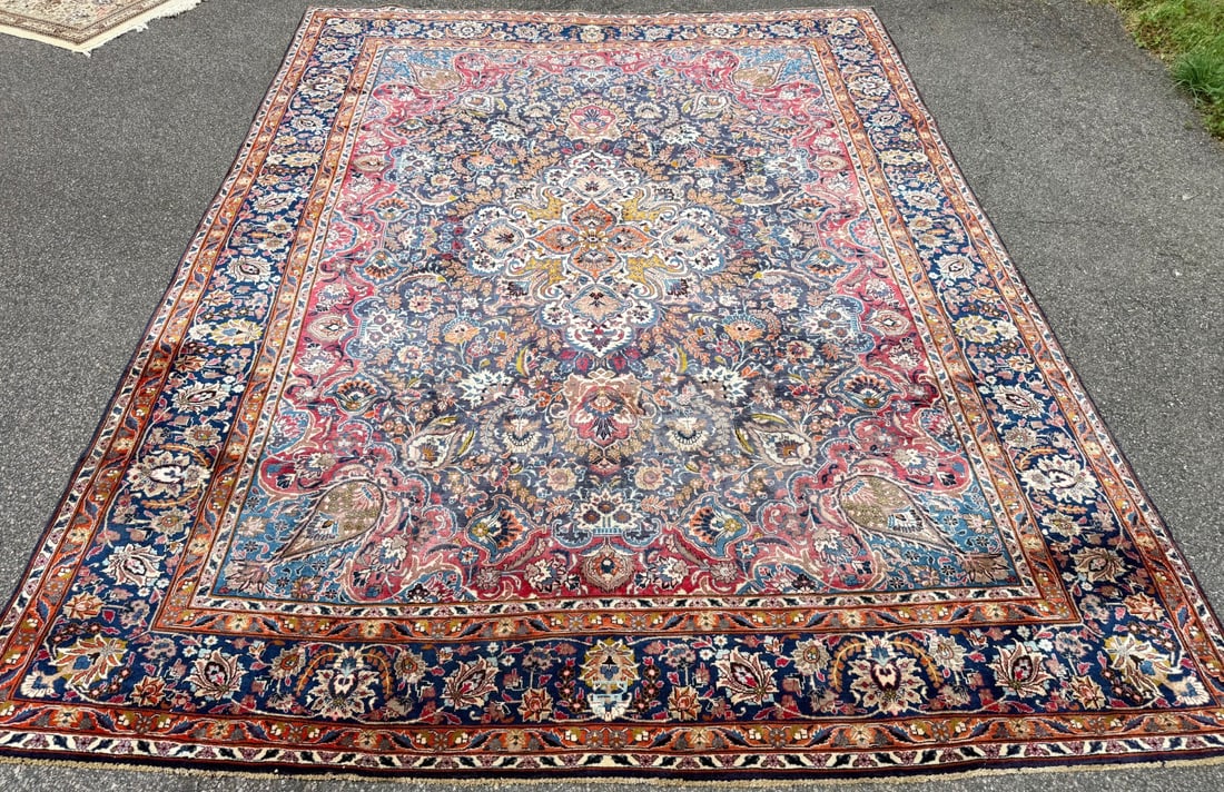 VINTAGE SIGNED PERSIAN KASHMAR HAND KNOTTED RUG, 9.5 x 12.6 (287cm x 381cm) - 2
