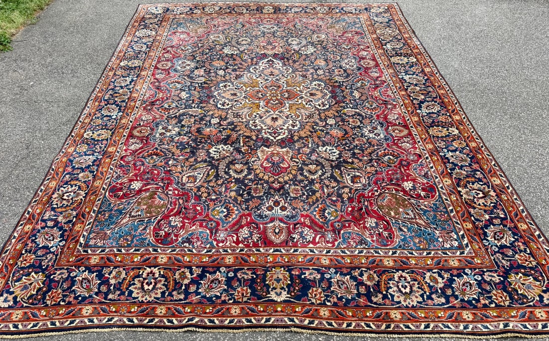 VINTAGE SIGNED PERSIAN KASHMAR HAND KNOTTED RUG, 9.5 x 12.6 (287cm x 381cm) - 3